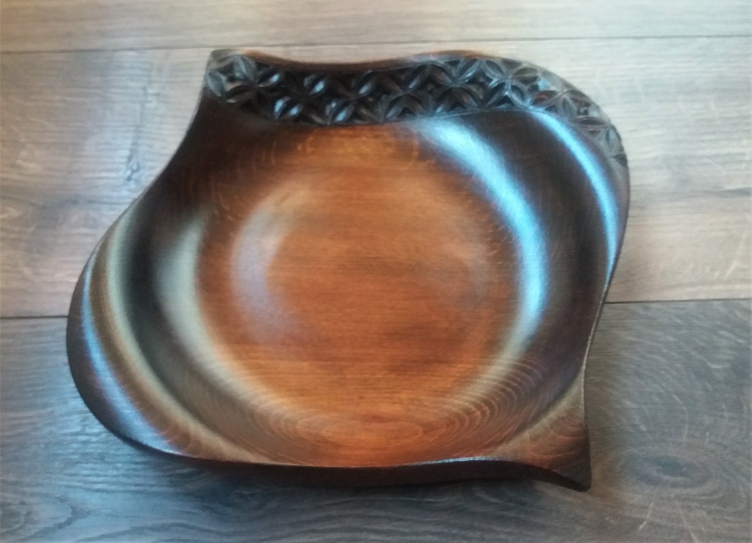 Decorative Armenian Beech Carved Fig Bowl-Dish, Handmade Fig Bowl, Decorative Fig
