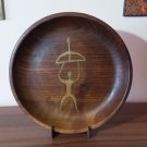 Decorative Armenian Walnut Carved Bowl-Dish, Handmade Wall Hanging Wood Petroglyphs Plate