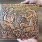 Vintage Embossed Copper Wall Decoration of Armenian Woman Making Wool, Chekanka