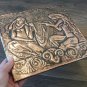 Vintage Embossed Copper Wall Decoration of Armenian Woman Making Wool, Chekanka