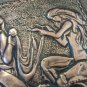 Vintage Embossed Copper Wall Decoration of Armenian Woman Making Wool, Chekanka