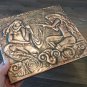 Vintage Embossed Copper Wall Decoration of Armenian Woman Making Wool, Chekanka