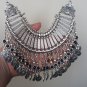 Black Onyx Eternity Half Moon Drop Coin Necklace, Armenian Dangle Drop Statement Necklace