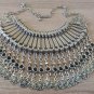 Black Onyx Eternity Half Moon Drop Coin Necklace, Armenian Dangle Drop Statement Necklace