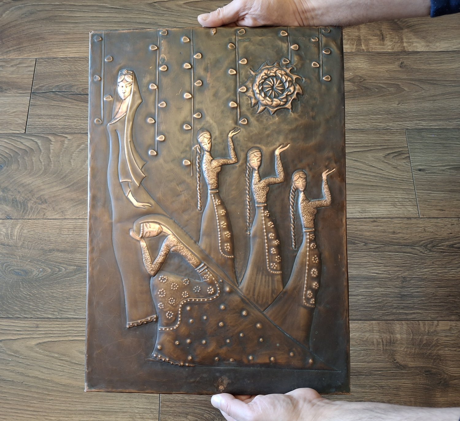Armenian Dance Vintage Embossed Copper Wall Decoration, Home Wall D&Atilde;&copy;cor, Culture Armenian