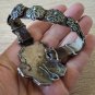 Vintage Armenian Soviet Flowery Filigree Link Leather Bracelet, Armor Link Bracelet