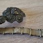 Vintage Armenian Soviet Flowery Filigree Link Leather Bracelet, Armor Link Bracelet