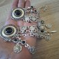 Eternity Forehead Flowery Silver-Plated Drop, Armenian Headpieces Drop, Black Onyx Forehead Drop