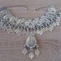 Armor Link Pomegranate Drop Coin Statement Necklace, Armenian Pomegranate Necklace