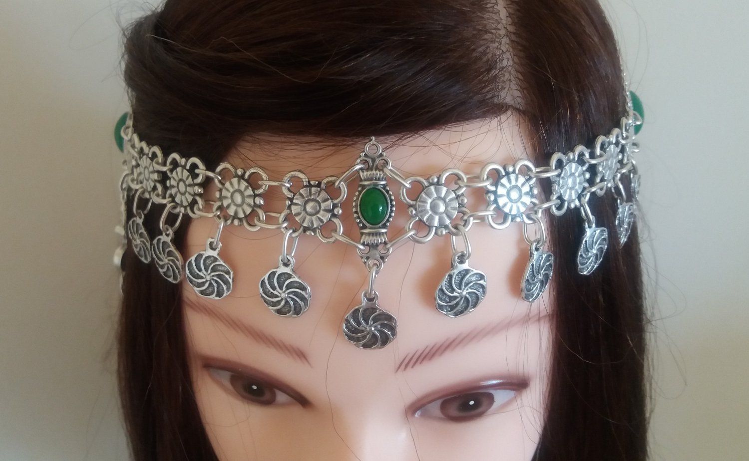 Eternity Forehead Flowery Silver Plated Drop, Armenian Headpieces Drop, Chrysolite Forehead Eternity
