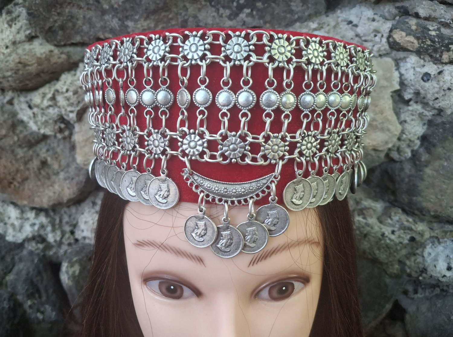 Traditional Armenian Head Decoration, Drop Coin Headpieces Tigran the Great