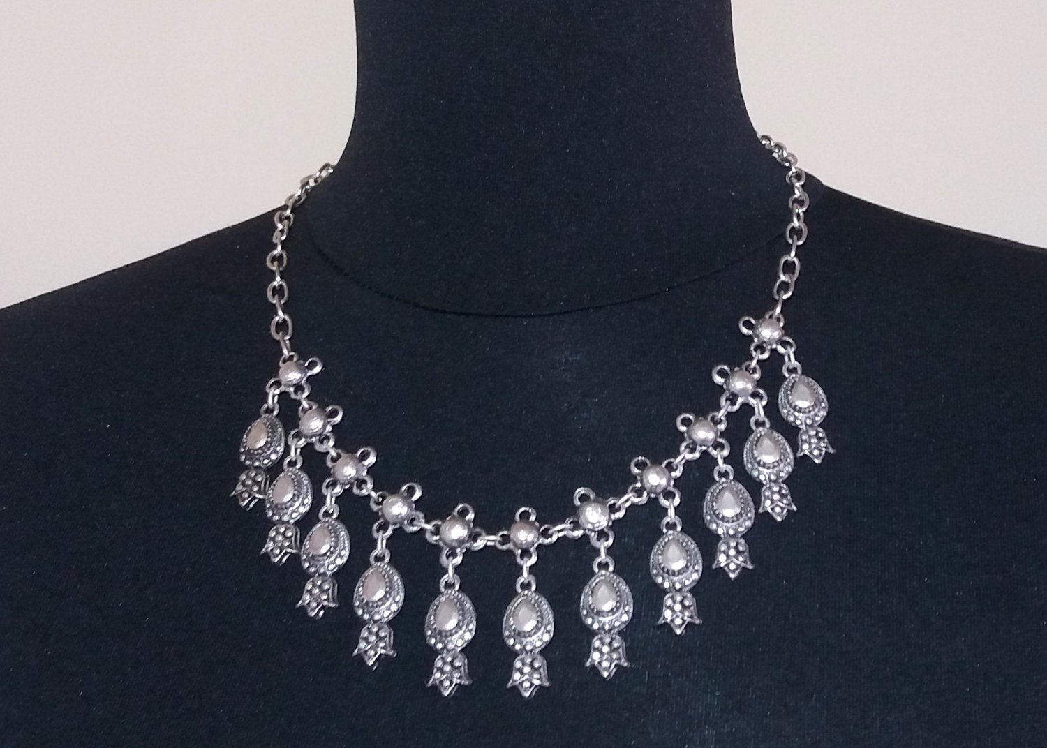 Pomegranate Button Drop Dangle Necklace, Armenian Necklace