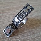 Adjustable Open Multi finger Sterling Silver kings of Armenia Ring, Eternity and Lions Ring