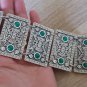Silver Armenian Armor Link Bracelet: Ethnic Elegance with Chrysolite Stones
