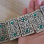 Silver Armenian Armor Link Bracelet: Ethnic Elegance with Chrysolite Stones