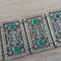 Silver Armenian Armor Link Bracelet: Ethnic Elegance with Chrysolite Stones