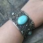 Armenian Turquoise Filigree Cuff Bracelet: Handmade Ethnic Jewelry