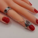 Armenian Pomegranate Double Ring – Sterling Silver, Adjustable, Garnet Stones