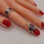 Armenian Pomegranate Double Ring &acirc;�� Sterling Silver, Adjustable, Garnet Stones