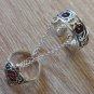 Armenian Pomegranate Double Ring &acirc;�� Sterling Silver, Adjustable, Garnet Stones