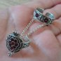 Armenian Pomegranate Double Ring &acirc;�� Sterling Silver, Adjustable, Garnet Stones