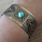 Armenian Engraved Turquoise Cuff Bracelet – Vintage Melchior Ethnic Jewelry