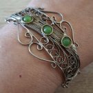 Vintage Armenian Filigree Malachite Bracelet – Soviet Era Elegance