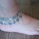 Eternity Ankle Flowery Silver Plated Drop Bracelet, Eternity Drop Ankle Bracelet
