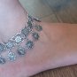 Eternity Ankle Flowery Silver Plated Drop Bracelet, Eternity Drop Ankle Bracelet