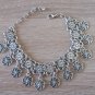 Eternity Ankle Flowery Silver Plated Drop Bracelet, Eternity Drop Ankle Bracelet