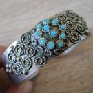Vintage Armenian Soviet Cuff Filigree Turquoise Bracelet, Arm cuff Bracelet
