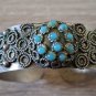 Vintage Armenian Soviet Cuff Filigree Turquoise Bracelet, Arm cuff Bracelet