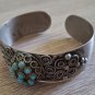 Vintage Armenian Soviet Cuff Filigree Turquoise Bracelet, Arm cuff Bracelet