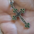 Armenian Cross Sterling Silver Chrysolite Pendant: Handmade Faith Necklace