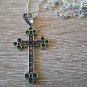 Armenian Cross Sterling Silver Chrysolite Pendant: Handmade Faith Necklace