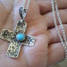 Armenian Cross of Faith – Hammered Sterling Silver & Turquoise Pendant