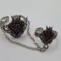 Pomegranate Armenian Double Ring Red Zircon &acirc;�� Sterling Silver .925