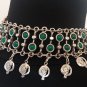 Armenian Pomegranate Neckline Drop Coin Necklace: Ethnic Chrysolite Style