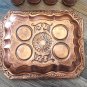 Vintage Armenian Copper Coffee Set: 1970s Soviet-Era Tray & Cups