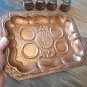 Vintage Armenian Copper Coffee Set: 1970s Soviet-Era Tray & Cups