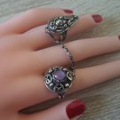Armenian Double Finger Amethyst Ring – Ethnic Elegance, Adjustable Fit