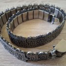 Vintage Antique Armenian Melchior Leather Soviet Belt, Armor Link Belt, Antique Ethnic Belt