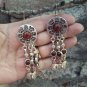 Armenian Sun & Pomegranate Dangle Earrings – Red Stone Ethnic Elegance