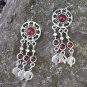 Armenian Sun & Pomegranate Dangle Earrings – Red Stone Ethnic Elegance