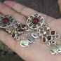Armenian Sun & Pomegranate Dangle Earrings – Red Stone Ethnic Elegance