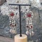 Armenian Sun & Pomegranate Dangle Earrings – Red Stone Ethnic Elegance