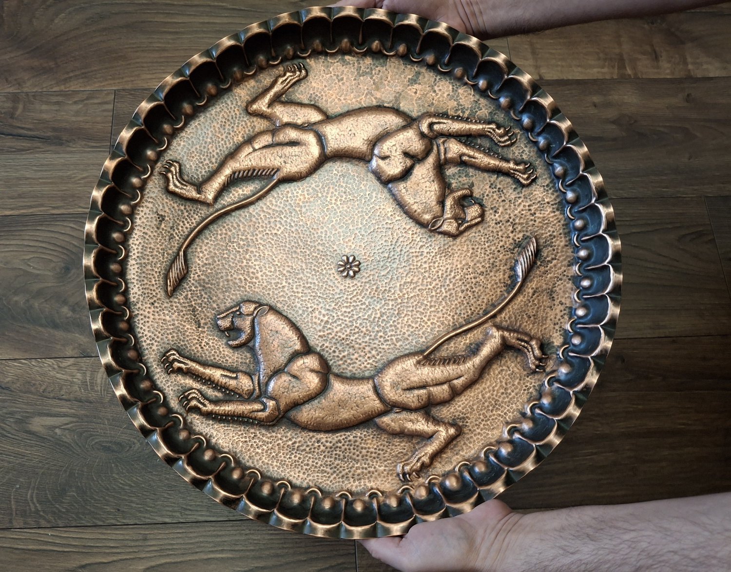 Vintage Erebuni Decorative Copper Tray &acirc;�� The Lions of Erebuni, Yerevan