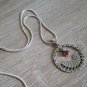 Sun Time Clock Circle Pendant: Sterling Silver .925 with Garnet, Armenian Sundial Jewelry