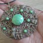 Vintage Armenian Soviet Filigree Turquoise Pendant: Ethnic Jewelry 1960s