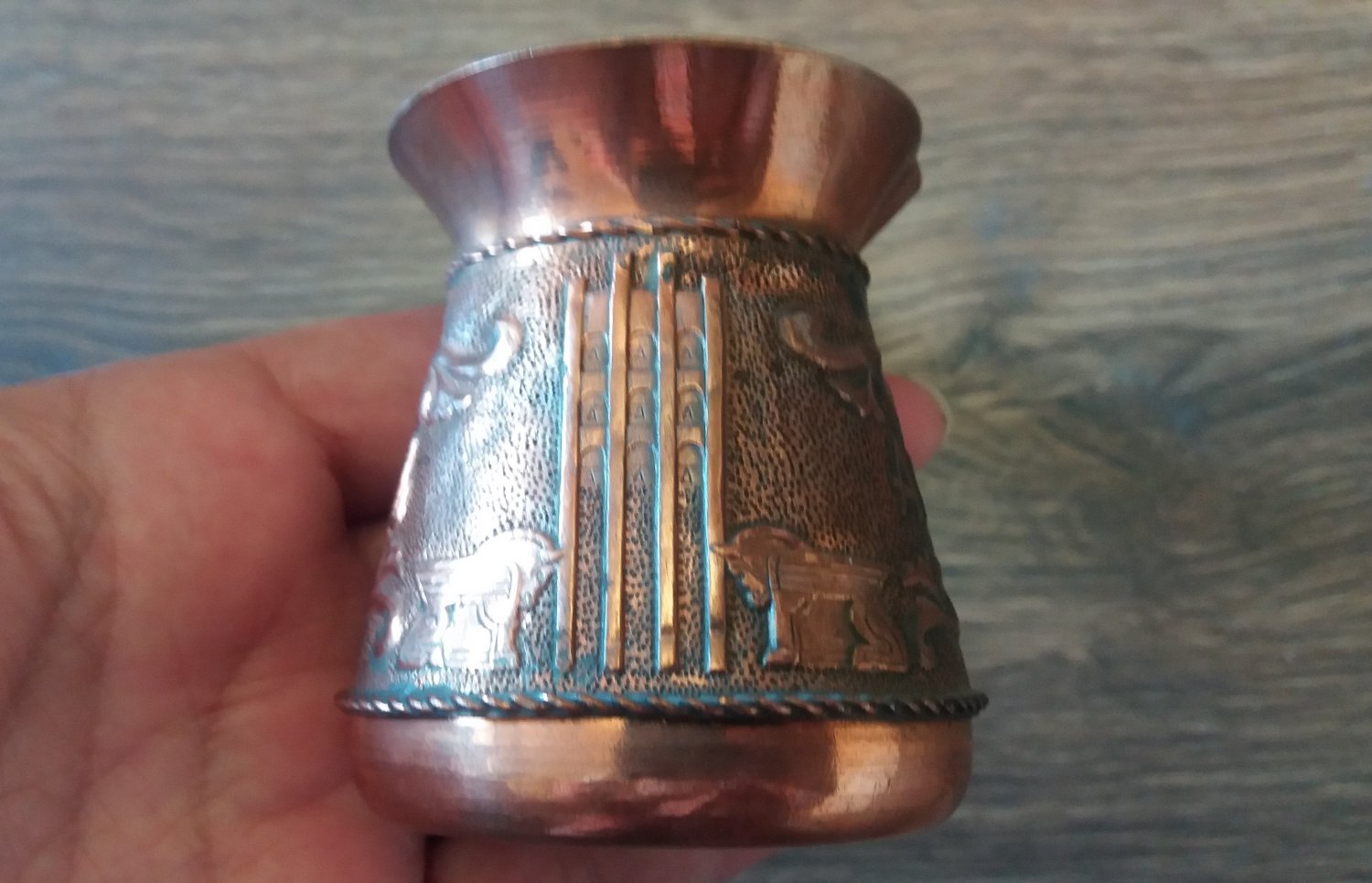 Vintage Armenian Jazzve Coffee Pot &acirc;�� Soviet Era Copper, Battle of Sardarabad Design